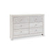 Dresser | 61" | 6 Drawers | Whitewashed Wood | Medallion Detail