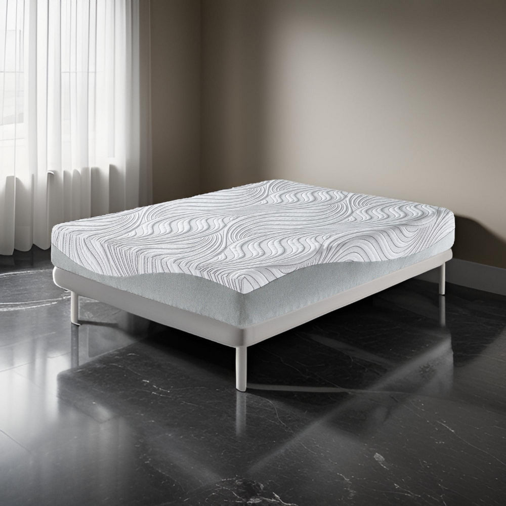 Queen Mattress | 10" | Memory Foam | Knit Cover | White & Gray