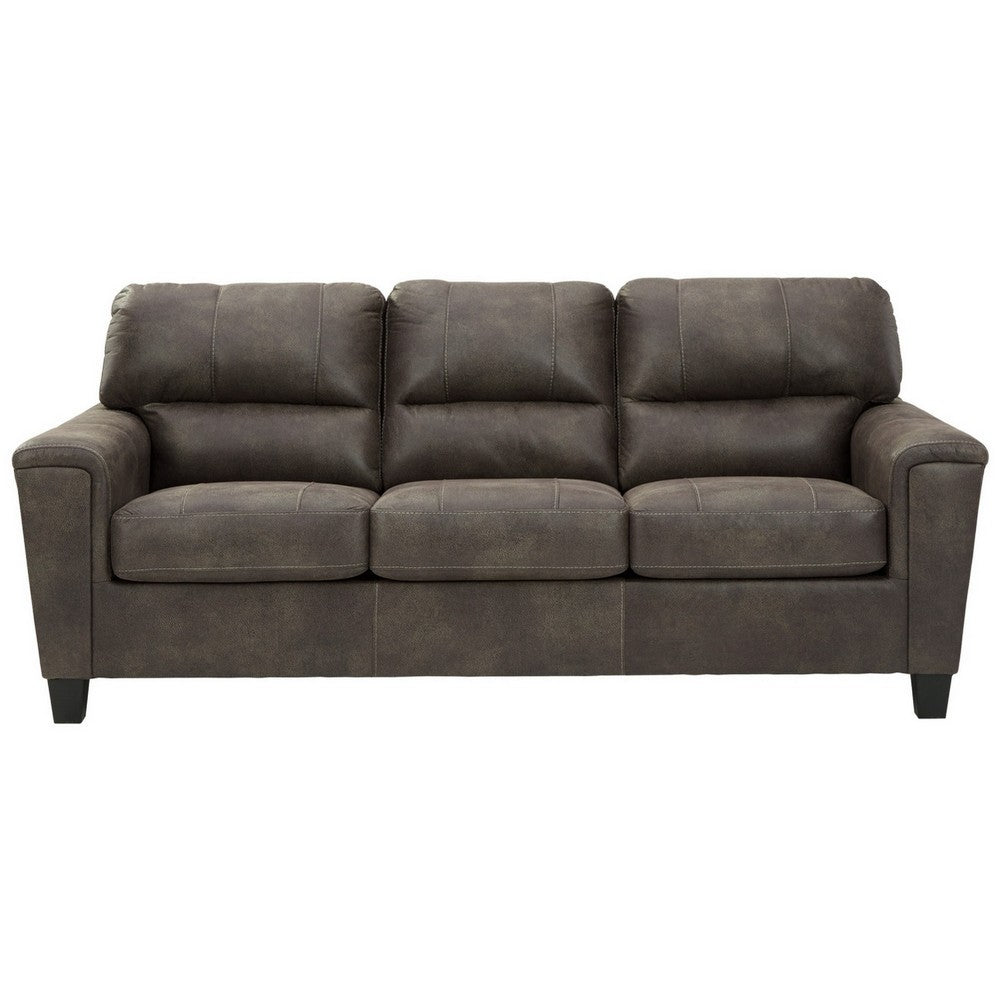 Tufted Sofa | 89" | Gray Faux Leather | Track Arms