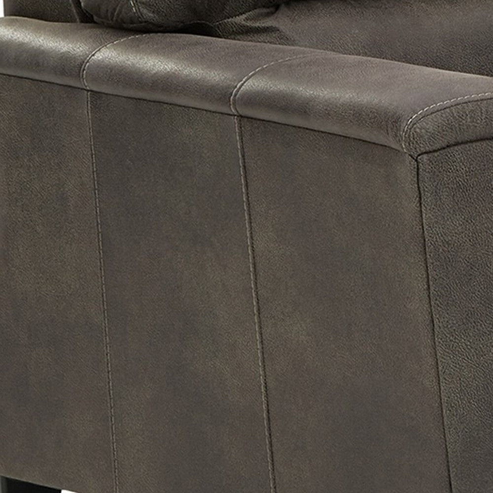 Tufted Sofa | 89" | Gray Faux Leather | Track Arms