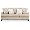 84 Inch Cushioned Sofa Beige Polyester Nailhead Trim 4 Accent Pillows By Casagear Home BM299214