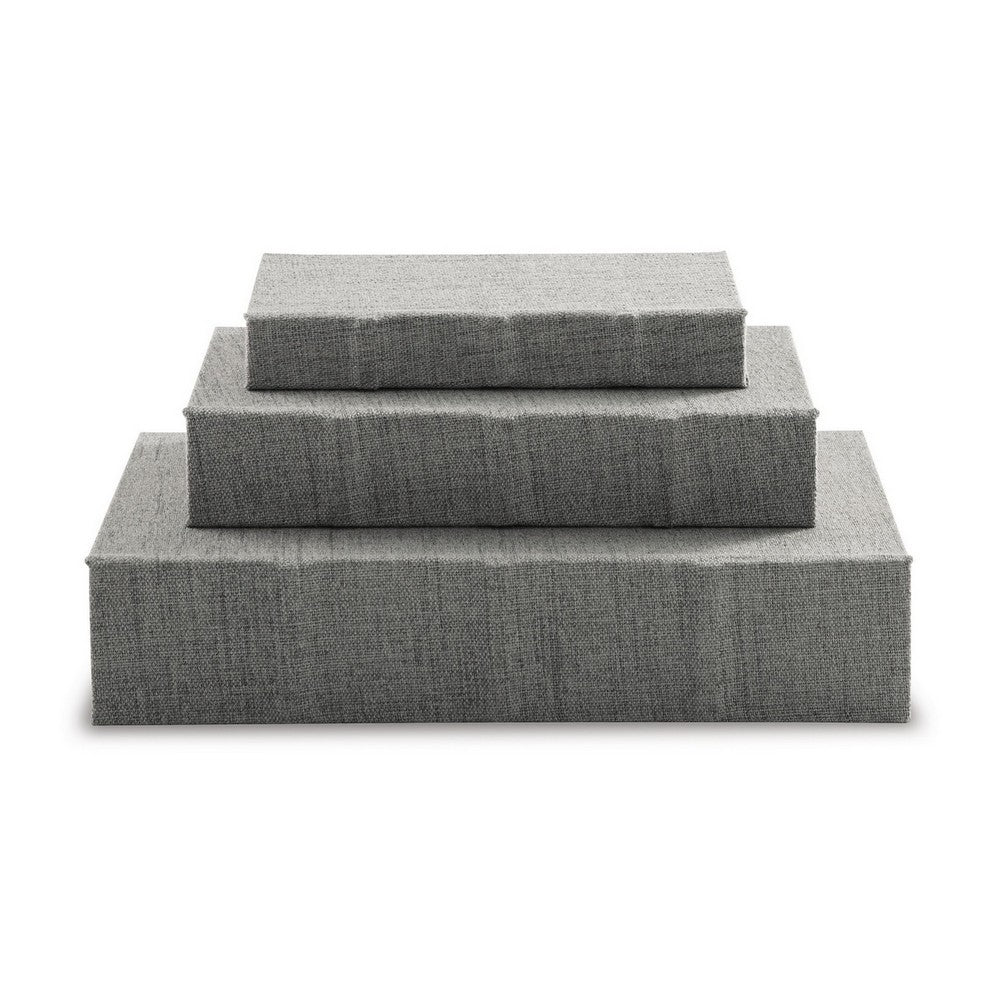 Decor Book Box Set | 3 Piece | Gray Cover | Velvet Lined
