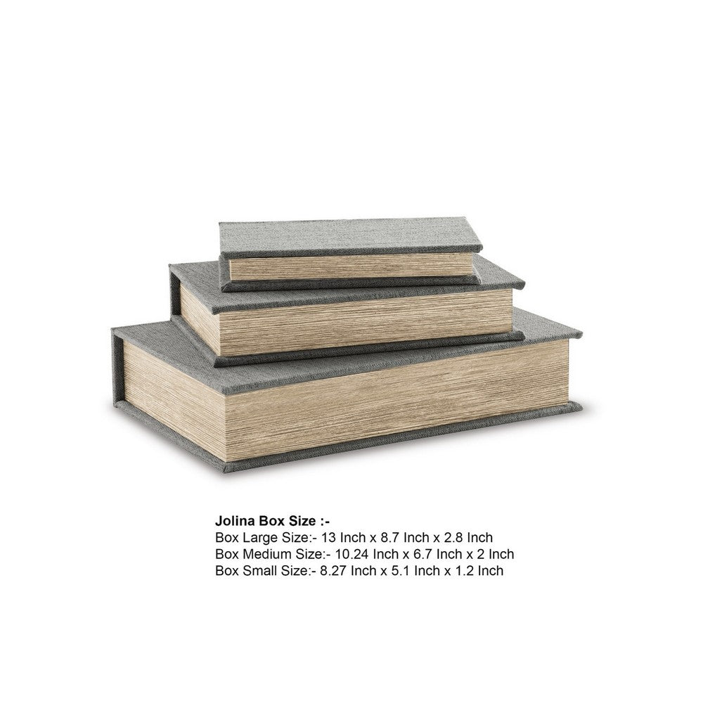 Decor Book Box Set | 3 Piece | Gray Cover | Velvet Lined