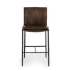 Iva 27 Inch Counter Stool Chair Rolled Back Iron Dark Brown Leather By Casagear Home BM299280