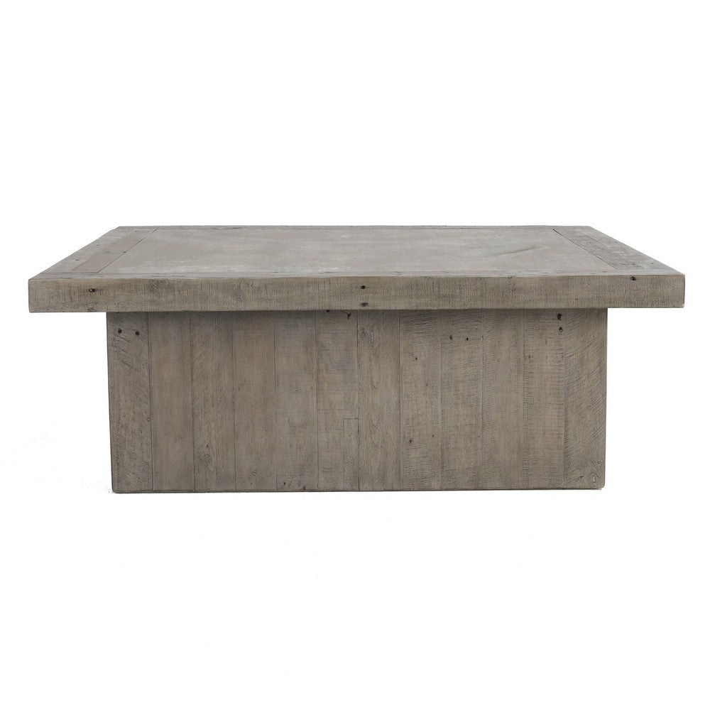 50 Inch Square Coffee Table Concrete Laminated Surface Distressed Gray By Casagear Home BM299289