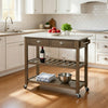 Amber 44" Rolling Kitchen Bar Cart, Stainless Steel, Brown By Casagear Home