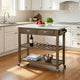Amber 44" Rolling Kitchen Bar Cart, Stainless Steel, Brown By Casagear Home