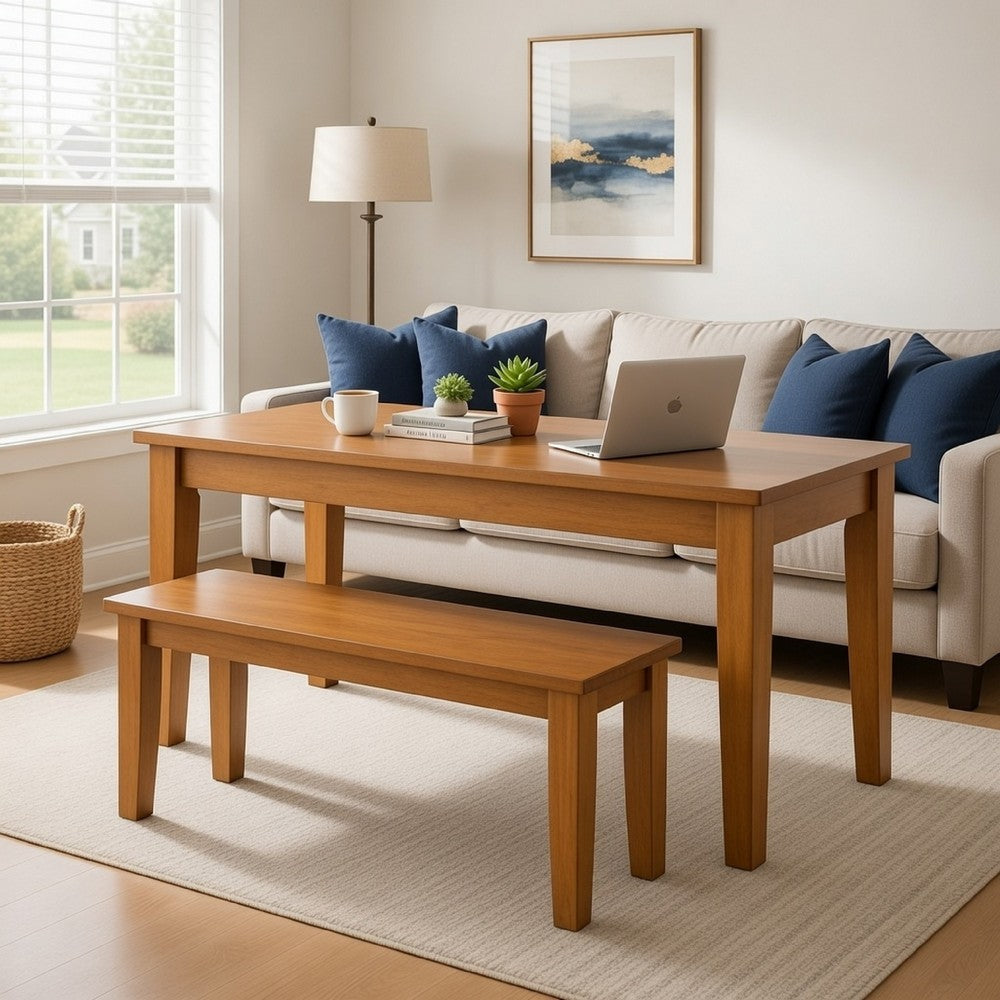 Nova 44" Dining Bench, Rectangular, Tapered Legs, Oak Brown By Casagear Home