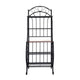 65" 5 Tier Bakers Rack, Wood Shelf, Carved Black Metal By Casagear Home