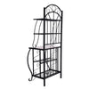 65" 5 Tier Bakers Rack, Wood Shelf, Carved Black Metal By Casagear Home