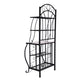 65" 5 Tier Bakers Rack, Wood Shelf, Carved Black Metal By Casagear Home