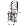 65" 5 Tier Bakers Rack, Wood Shelf, Carved Black Metal By Casagear Home