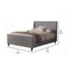 Eva California King Size Bed, Gray Linen, Shelter Headboard by Casagear Home