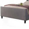 Eva King Size Bed, Gray Linen, Shelter Style Headboard by Casagear Home
