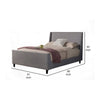 Eva King Size Bed, Gray Linen, Shelter Style Headboard by Casagear Home