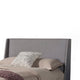 Eva Low Profile Full Size Bed, Gray Linen, Shelter Headboard by Casagear Home