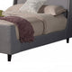 Eva Low Profile Full Size Bed, Gray Linen, Shelter Headboard by Casagear Home