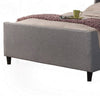 Eva Low Profile Full Size Bed, Gray Linen, Shelter Headboard by Casagear Home