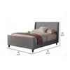 Eva Low Profile Full Size Bed, Gray Linen, Shelter Headboard by Casagear Home