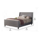 Eva Low Profile Full Size Bed, Gray Linen, Shelter Headboard by Casagear Home