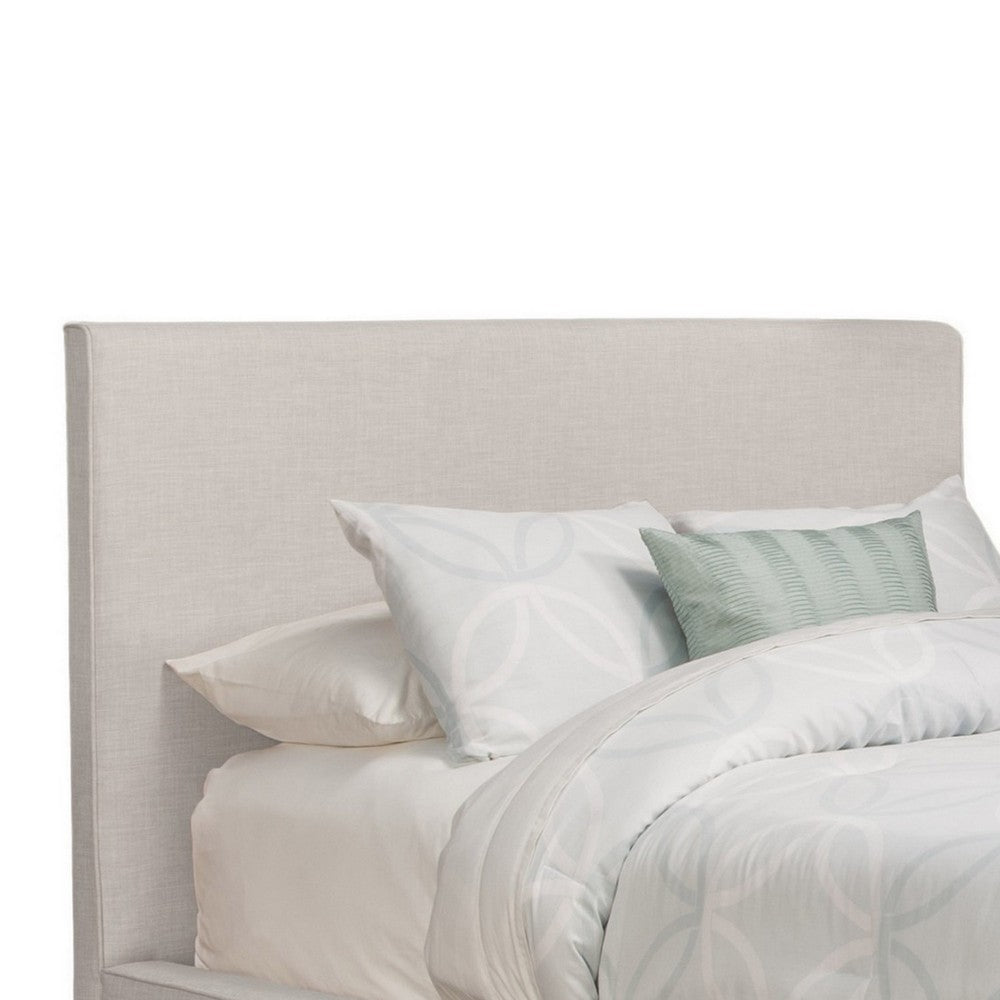 Kim Queen Size Bed, Light Gray Linen, Panel Headboard by Casagear Home