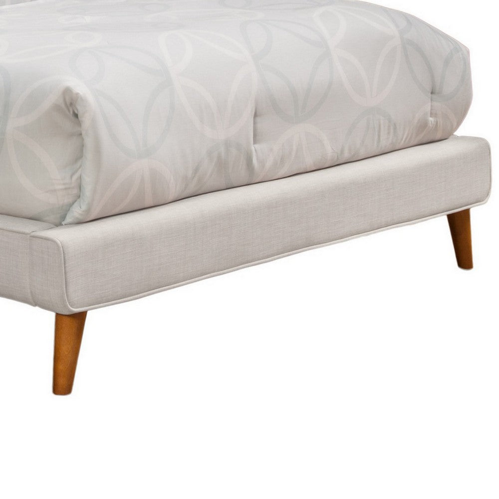 Kim Queen Size Bed, Light Gray Linen, Panel Headboard by Casagear Home