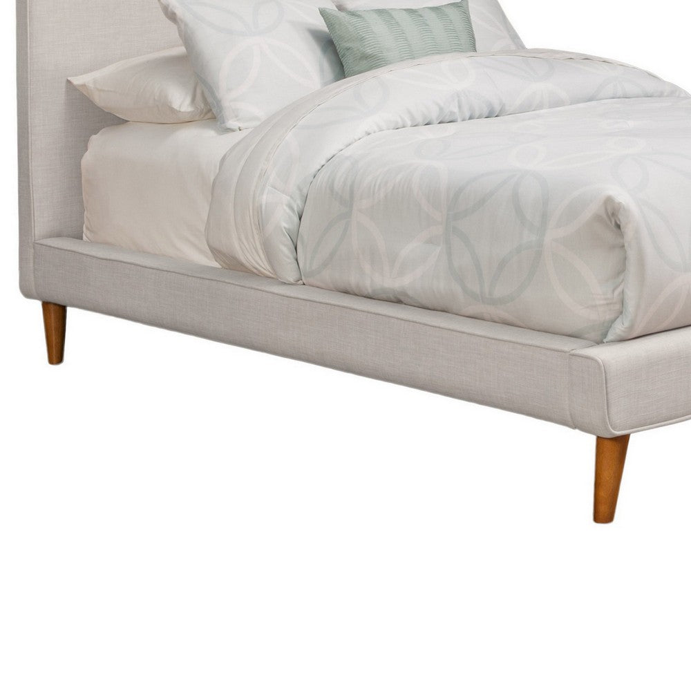 Kim Queen Size Bed, Light Gray Linen, Panel Headboard by Casagear Home