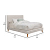 Kim Queen Size Bed, Light Gray Linen, Panel Headboard by Casagear Home