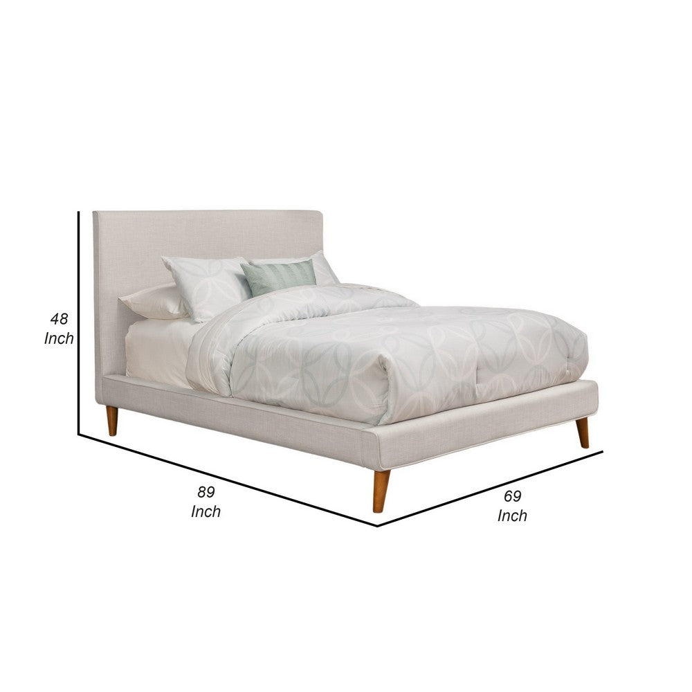 Kim Queen Size Bed, Light Gray Linen, Panel Headboard by Casagear Home
