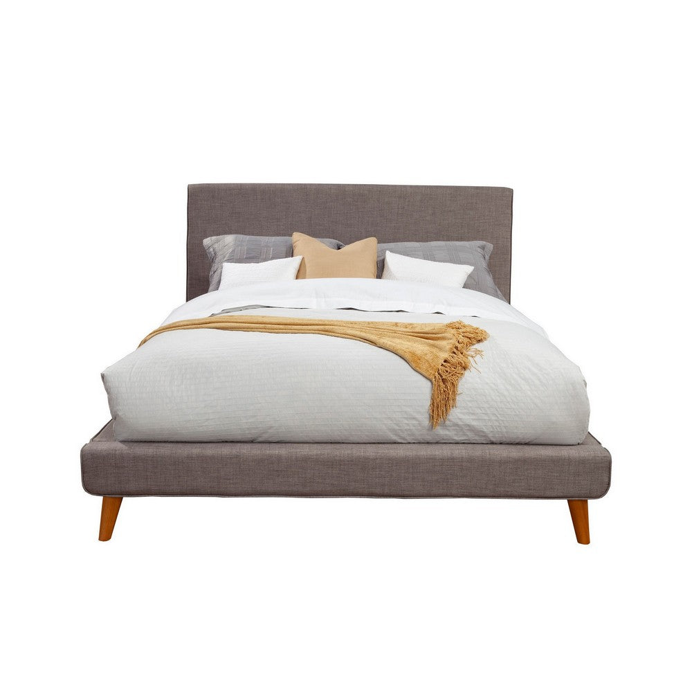 Kim Queen Size Bed, Dark Gray Linen, Panel Headboard by Casagear Home