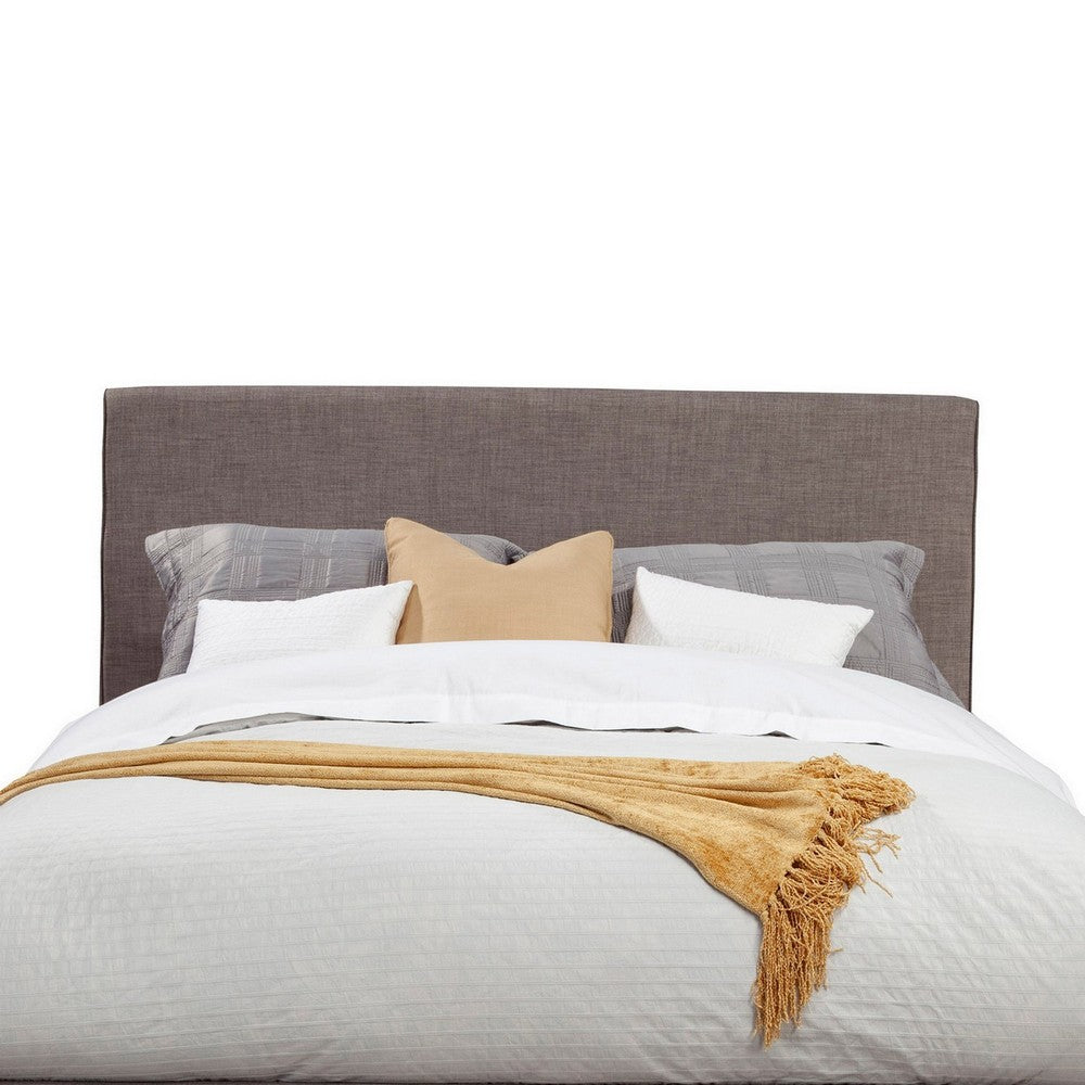 Kim Queen Size Bed, Dark Gray Linen, Panel Headboard by Casagear Home