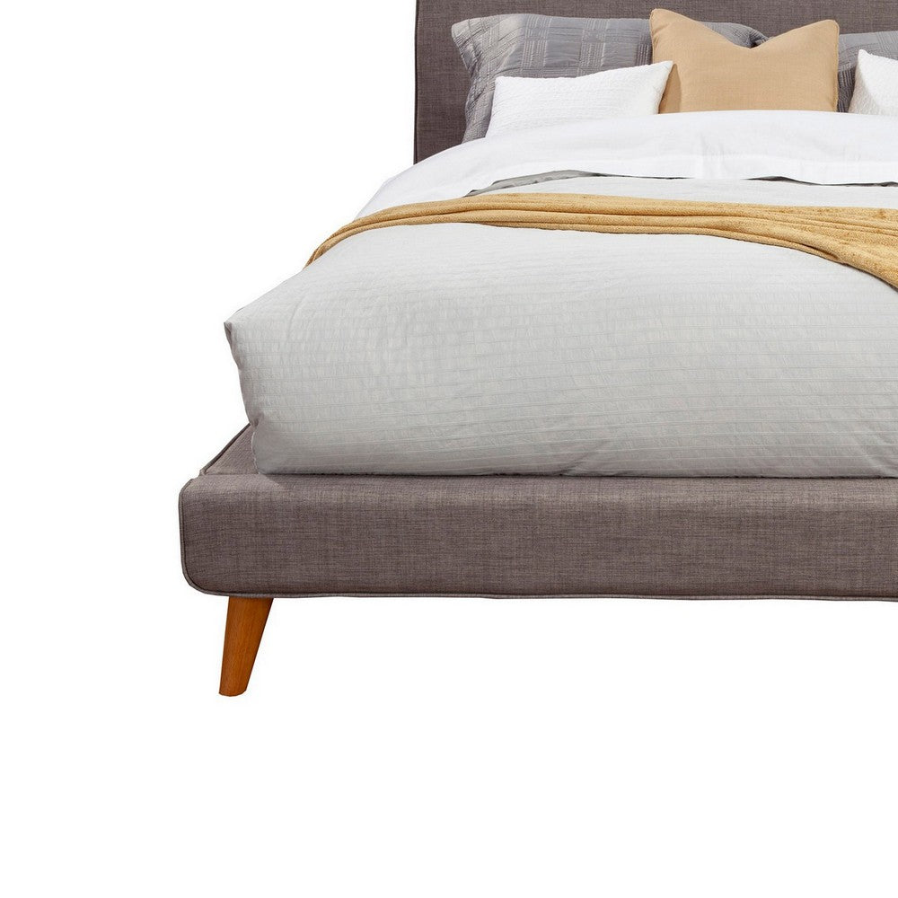 Kim Queen Size Bed, Dark Gray Linen, Panel Headboard by Casagear Home