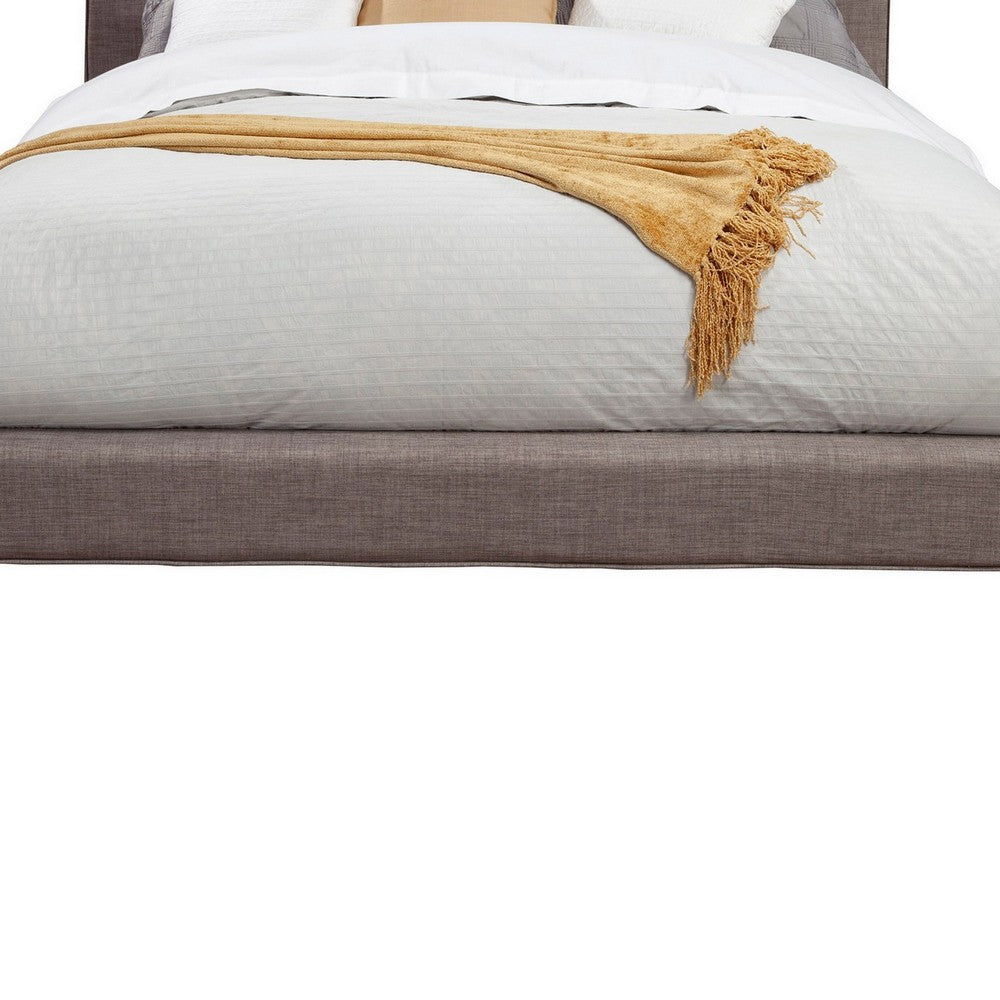 Kim Queen Size Bed, Dark Gray Linen, Panel Headboard by Casagear Home
