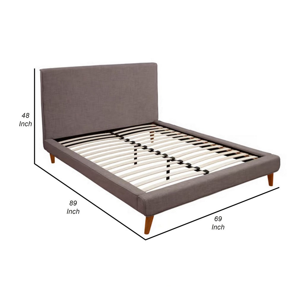 Kim Queen Size Bed, Dark Gray Linen, Panel Headboard by Casagear Home