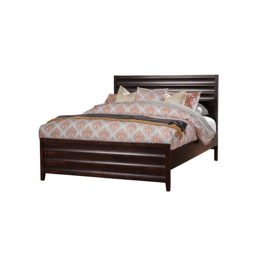 Rex King Size Platform Bed, Panel Headboard, Cherry Black by Casagear Home