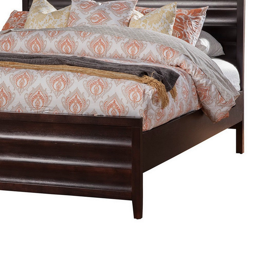 Rex King Size Platform Bed, Panel Headboard, Cherry Black by Casagear Home
