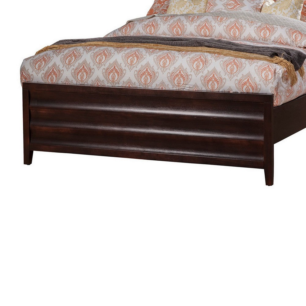 Rex King Size Platform Bed, Panel Headboard, Cherry Black by Casagear Home