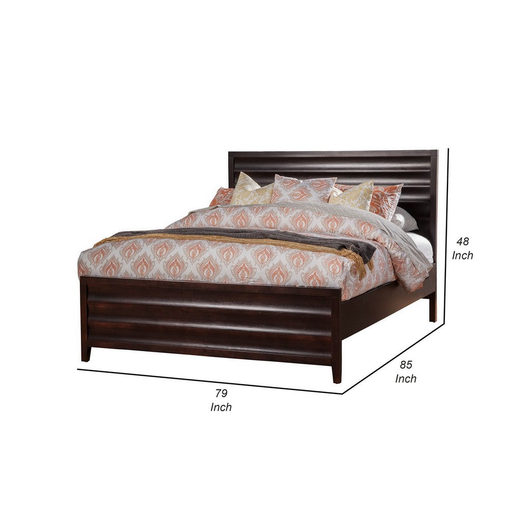 Rex King Size Platform Bed, Panel Headboard, Cherry Black by Casagear Home