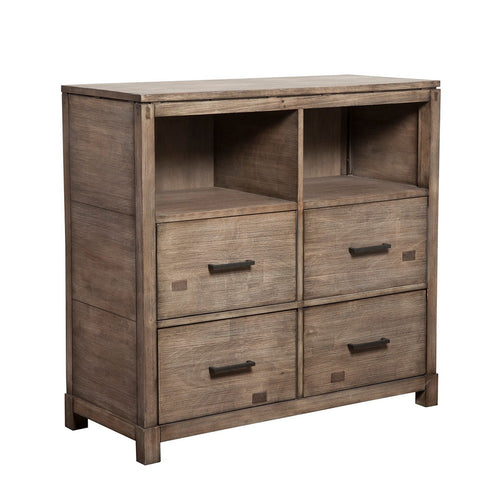 42" TV Media Chest Console, 4 Drawers, Gray Mahogany Wood by Casagear Home