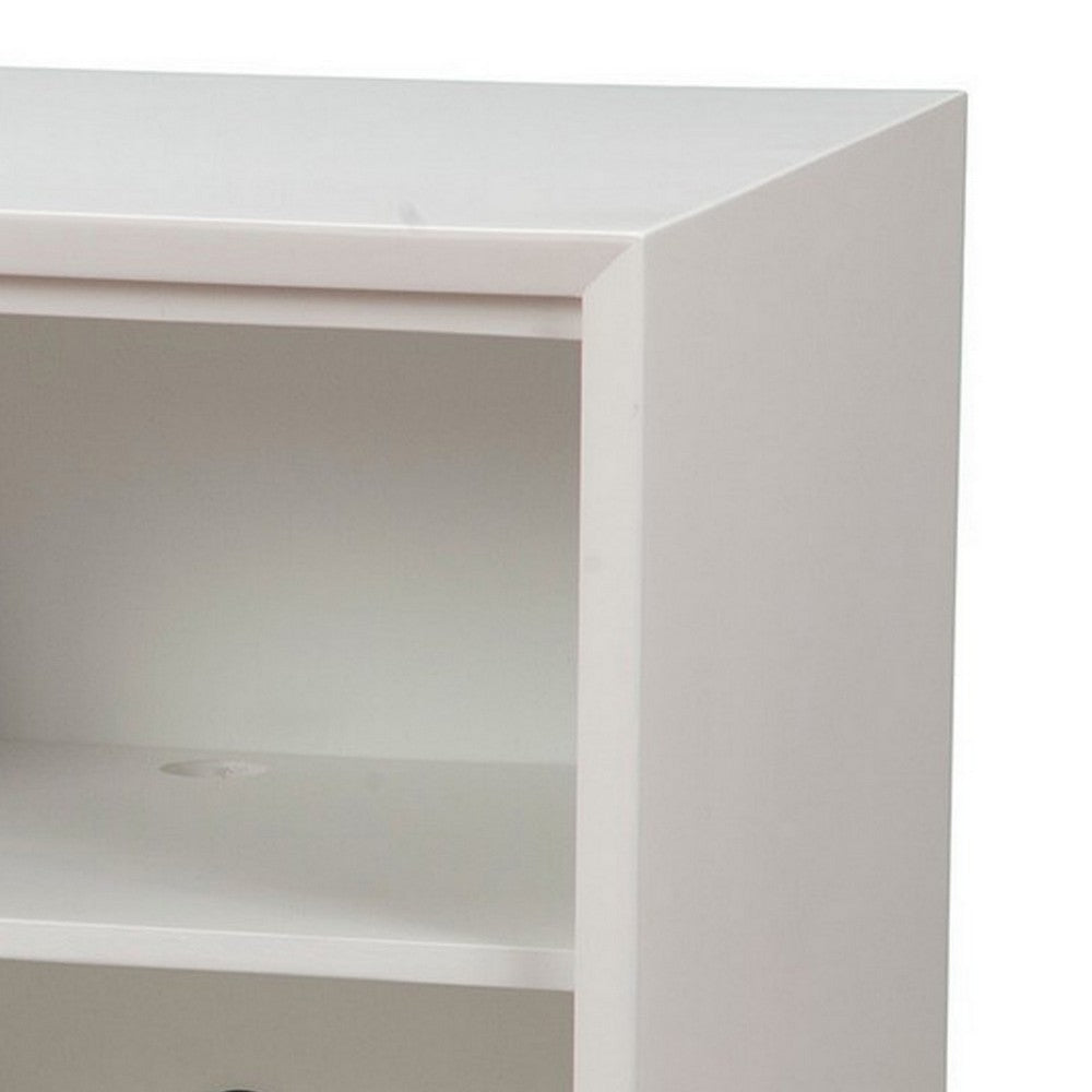 64" TV Console Cabinet, Adjustable Shelves, Classic White by Casagear Home