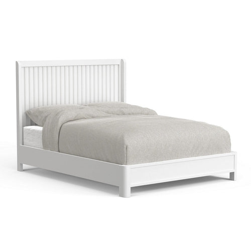 Aya California King Bed, Scalloped Headboard, White Wood by Casagear Home