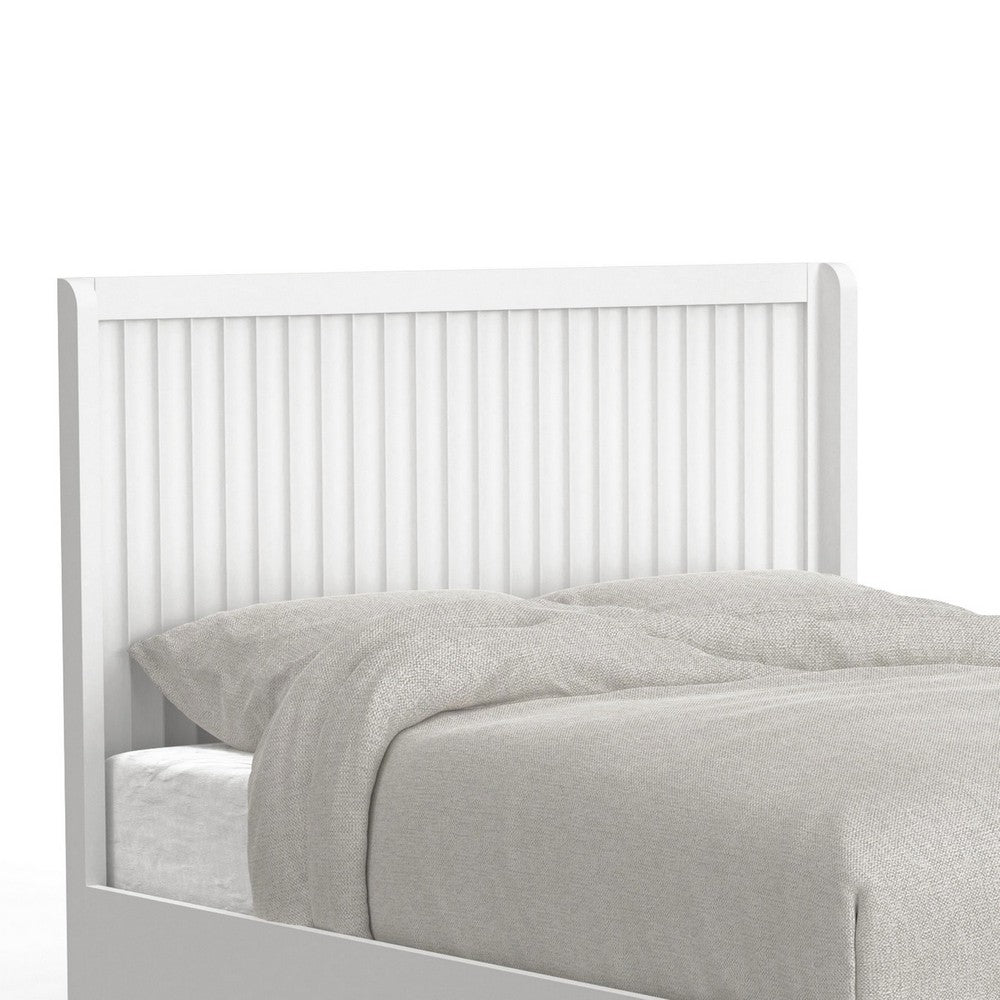 Aya California King Bed, Scalloped Headboard, White Wood by Casagear Home