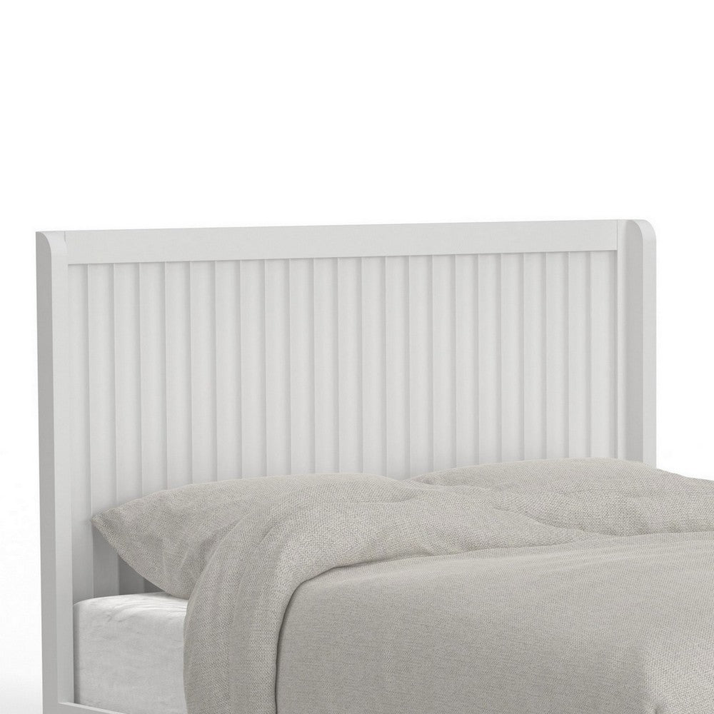 Aya Full Bed, Scalloped Motif Panel Headboard, White Wood by Casagear Home