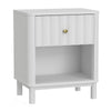 Aya 26" Nightstand, 1 Felt Lined Drawer, White Scallop Front by Casagear Home