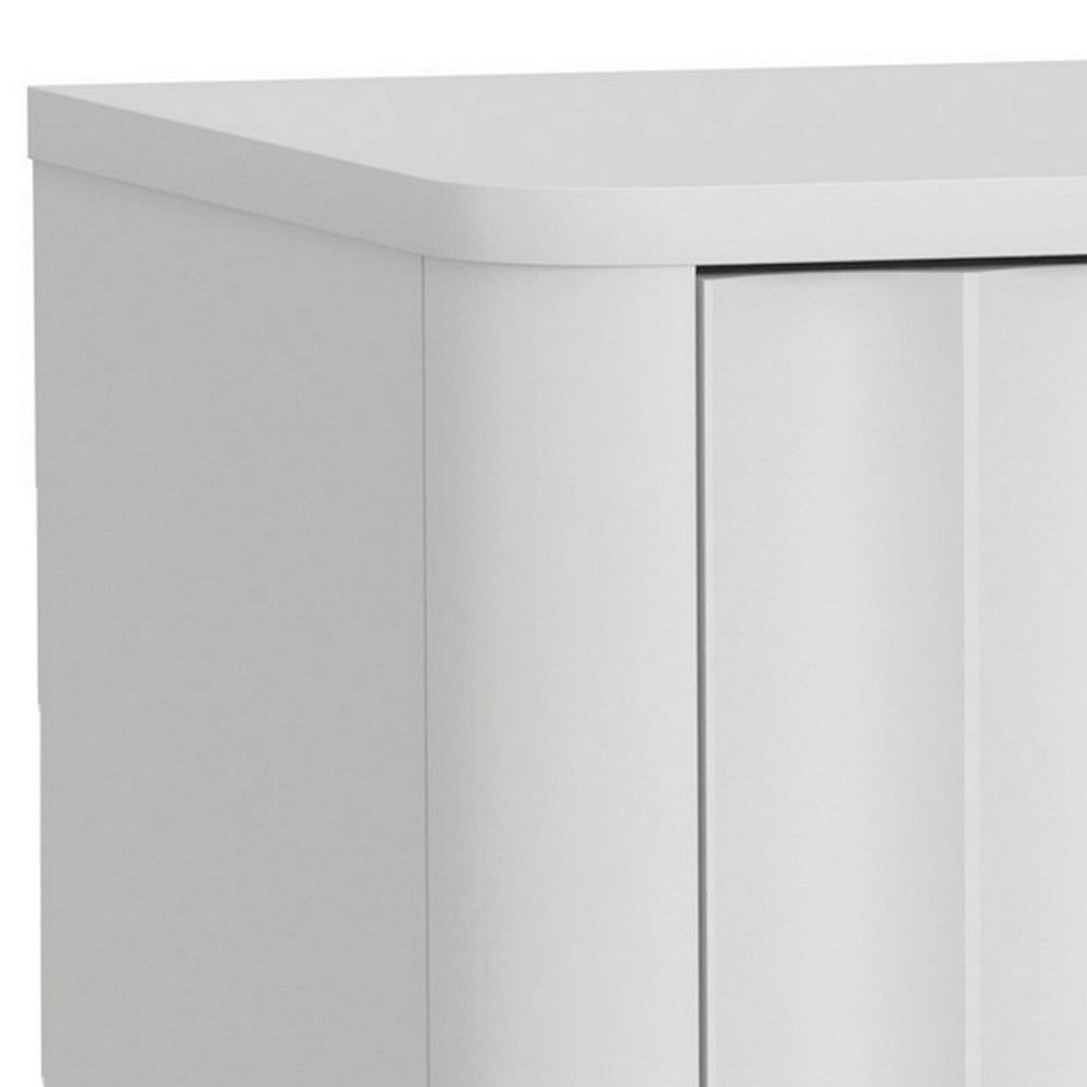 Aya 26" Nightstand, 1 Felt Lined Drawer, White Scallop Front by Casagear Home
