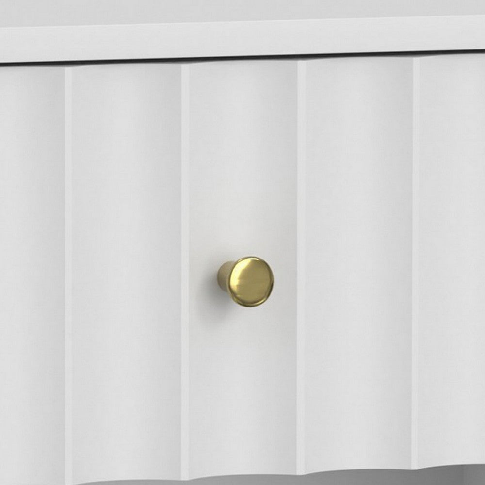 Aya 26" Nightstand, 1 Felt Lined Drawer, White Scallop Front by Casagear Home