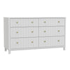 Aya 61" Wide 6 Drawer Dresser, Scalloped Front, White Wood by Casagear Home