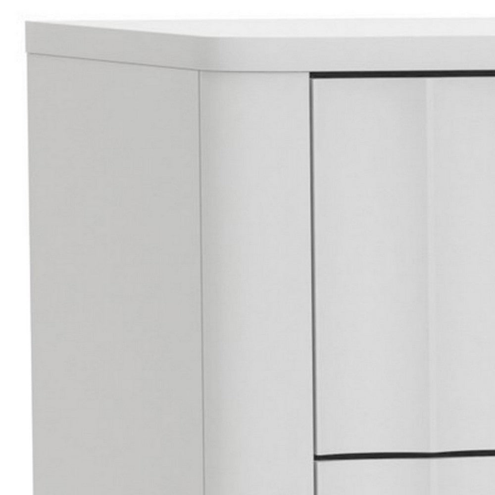 Aya 61" Wide 6 Drawer Dresser, Scalloped Front, White Wood by Casagear Home