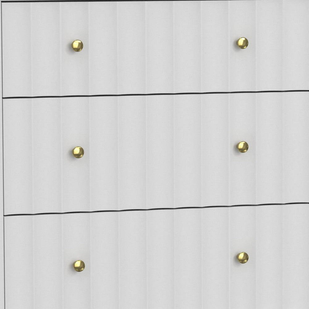 Aya 61" Wide 6 Drawer Dresser, Scalloped Front, White Wood by Casagear Home