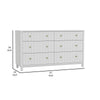 Aya 61" Wide 6 Drawer Dresser, Scalloped Front, White Wood by Casagear Home